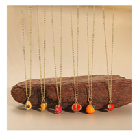 Hete Aanbiedingen 18k verguld messing fruitketting met banaan, druif, sinaasappel, aardbei voor dames sieraden
