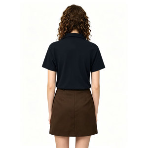 <span class=keywords><strong>Polo</strong></span> pour <span class=keywords><strong>femme</strong></span> 100 % <span class=keywords><strong>coton</strong></span> POD, col contrastant, manches courtes, col Johnny, col ouvert, pull-over pour <span class=keywords><strong>femme</strong></span>, logo personnalisé - Product Image 3