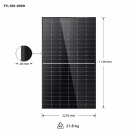 Module PV monocristallin double vitrage haute puissance 550W 580W 600W 630W 650W, rendement 23,2%, IP68, 1500V, type N, panneau solaire bifacial