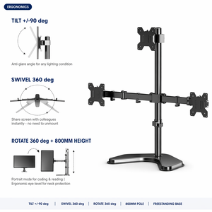 Soporte de Monitor Triple Independiente para Pantallas de 13 a <span class=keywords><strong>32</strong></span> Pulgadas, Sin Abrazadera, Sin Perforación, Soporte para 3 Monitores, VESA 75x100mm, 22 Libras por Brazo - Product Image 5