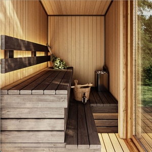 Sauna extérieur Thermowood pour 4 personnes, cabine familiale avec façade entièrement vitrée, sauna en bois massif pour la <span class=keywords><strong>maison</strong></span> et le jardin - Product Image 3