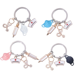 Porte-clés médical personnalisé OEM en émail, breloques infirmière et médecin, seringue, stéthoscope, masque, cadeau pour les professionnels de la santé (RN) - Product Image 1
