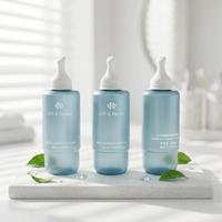 Flacon pompe 80 ml en PET bleu brillant pour sérum capillaire, avec logo personnalisé, applicateur de lotion, conteneur vide pour cosmétiques et soins capillaires, vente en gros