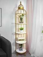 Étagère à fleurs mobile à quatre niveaux de style nordique et américain, pour salon, balcon, support de sol, étagère d'angle en forme de cage à oiseaux