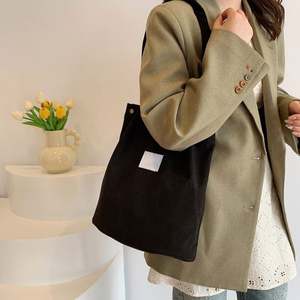 Bolsa de Mano Personalizada de Lona y Pana con Asa de Hombro para Mujer, Bolso de Cordón con Bolsillo Interior para el Trabajo, la Playa, el Almuerzo, Viajes, Compras y Supermercado - Product Image 4