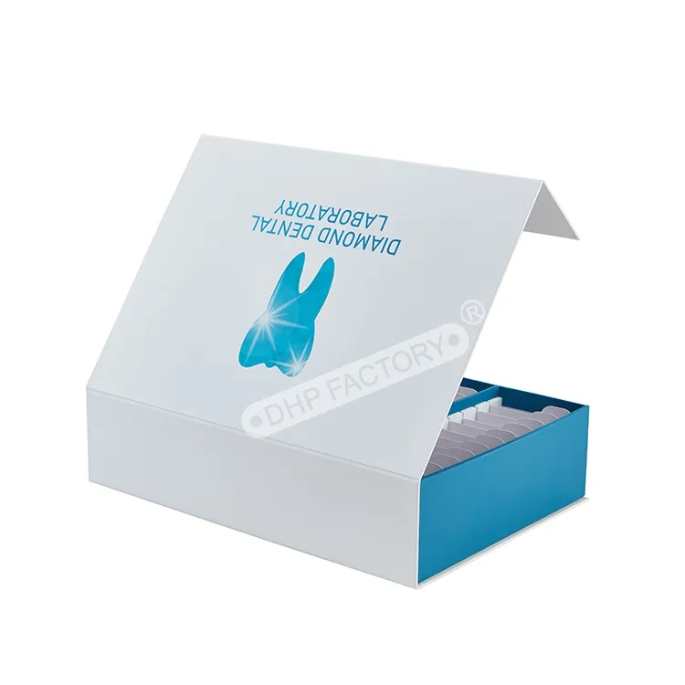 Caja de regalo magnética plegable de primera calidad Impresión personalizada Brace Tooth Socket Corona dental EVA Insert Packaging