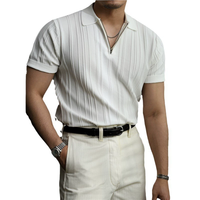 Chemise pour homme à manches courtes, imprimée, tricotée, formelle, éco-responsable, coupe ample, style Old Money