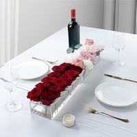 Boîte à fleurs rectangulaire transparente, support pour plantes hydroponiques, vase décoratif pour les tables de banquet de mariage