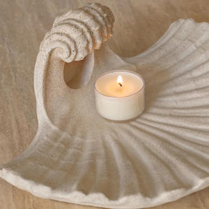 Portavelas y Lámpara de Pared de Concha de Arenisca de Mármol Natural, Decoración Boho Costera, Luz de Mesa/Pared de Doble Uso - Product Image 6