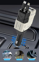 Cargador de Coche Retráctil USB C, Adaptador de Cargador de Coche 4 en 1, Cargador de Teléfono para Coche Retráctil Rápido, Compatible con iPhone 17, 16, 15