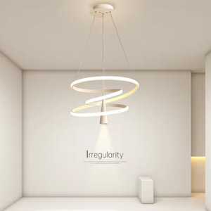 Candelabro circular con personalidad creativa, anillo moderno, sala de estar, comedor, luz colgante negra con foco - Product Image 3