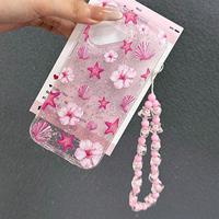 Nouvelle coque de téléphone rose à motifs pour iPhone 16 18 Pro Max 13 12 17, coque transparente en cristal avec paillettes, coque arrière pour téléphone portable