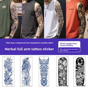 Tatuajes Temporales de Hierbas a Base de Jugo, Diseños de <span class=keywords><strong>Brazo</strong></span> Completo, Estilo Americano/Chino, Tatuajes Florales para Hombres y Mujeres - Product Image 2