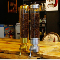 Dispenser a Parete Moderno in Acrilico e Alluminio di Lusso, Oro/Argento, per Alimenti Secchi, Caffè in Grani, Cereali, Contenitore Ermetico