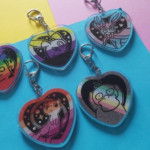 Breloque <span class=keywords><strong>en</strong></span> acrylique personnalisée OEM/ODM avec drapeau de fierté LGBTQIA et fermoir mousqueton – Mew, Sylveon, <span class=keywords><strong>Pikachu</strong></span>, Umbreon, Psyduck - Product Image 2
