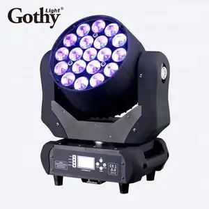 Di chuyển đầu zoom 19x15w rgbwa UV 6in1 LED Đèn sân khấu di chuyển đầu