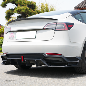 High Quality ABS Rear <strong>Diffuser</strong> With LED for Tesla <strong>Model</strong> <strong>3</strong> Body Kits Carbon Fiber Style Rear Bumper Lip Sporty Easy Installation - Product Image 4