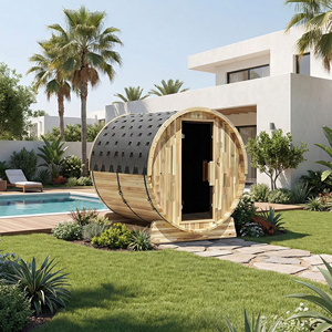 Sauna de Barril para Exteriores de Cedro Rojo Moderno a Precio de Fábrica, Kit de Sauna de Madera para Jardín de 2-4 Personas con Estufa de Leña - Product Image 1