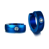 Boucles d'oreilles en acier inoxydable pour femmes bijoux en Zircon noir et bleu avec placage à l'or accessoire de mode populaire