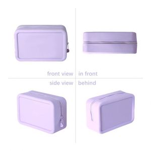 Sac de rangement pour maquillage en silicone écologique, tendance mode, résistant à l'eau, avec fermeture éclair, vente chaude - Product Image 3