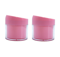 Wadah Krim Wajah Plastik Tebal, Toples Kosmetik Bibir 200G Plastik Pink dengan Tutup