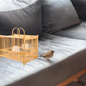 Xách tay tre <span class=keywords><strong>Bird</strong></span> <span class=keywords><strong>Carrier</strong></span> với xử lý: mạnh mẽ dễ dàng-to-sạch Lồng cho vẹt đuôi dài, lovebirds, và chim sẻ - Product Image 4