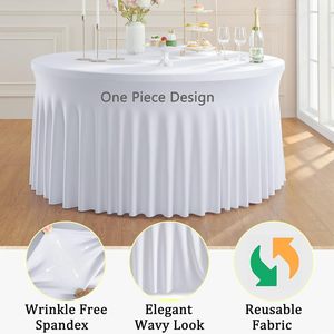 Nappes rondes en spandex pour tables de 60 pouces, nappes ajustées extensibles de 120 pouces (5 pieds), housses de table sans plis - Product Image 5