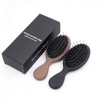 Brosse à cheveux démêlante massante avec logo personnalisé, mini airbag, poils de sanglier multicolores, poils en nylon, manche en plastique