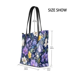 Sac fourre-tout en cuir PU motif floral papillon, sac à bandoulière zippé, résistant à l'eau, antivol, logo personnalisé pour les voyages quotidiens - Product Image 2