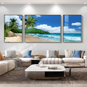 Tableau mural moderne imprimé sur toile à 3 panneaux, thème Plage et <span class=keywords><strong>Mer</strong></span>, pour décoration intérieure et salon - Product Image 1