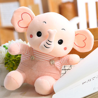Porte-clés en coton 100% avec de grands yeux et de grandes oreilles, vente chaude, dessin animé, taille réelle, animaux en peluche moelleux pour bébé, éléphant