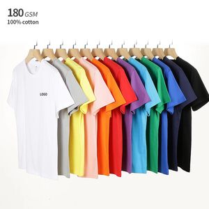Camiseta de Algodón Peinado para Hombre, 100% Algodón, 180 GSM, Unisex, Verano, Transpirable, Manga Corta, Cuello Redondo, Impresión Personalizada OEM, Multicolor - Product Image 1