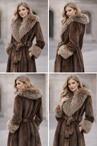 Garçon femmes hiver <span class=keywords><strong>long</strong></span> épais manteau en fausse fourrure <span class=keywords><strong>Trench</strong></span> Coat-Eco-Friendly col en V bouton avant doré vison velours vêtements d'extérieur - Product Image 2