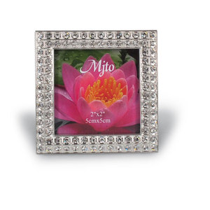 Cornice Portafoto in Cristallo Mjto 2x2 Pollici, Cornice Decorativa con Strass Argento per Esposizione su Scrivania e Casa - Product Image 1