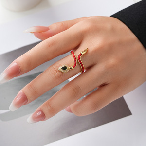 Snake-Shaped <b>Open</b> <b>Ring</b> Red String Adjustable Index Finger <b>Ring</b> New Chinese Style Festive Animal Zodiac Jewelry For Women - Product Image 2