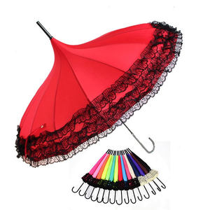 Parasol long pour femme, anti-UV, style princesse, pour mariage, avec dentelle florale spéciale, forme pagode, style Victoria, manuel, 190T - Product Image 1