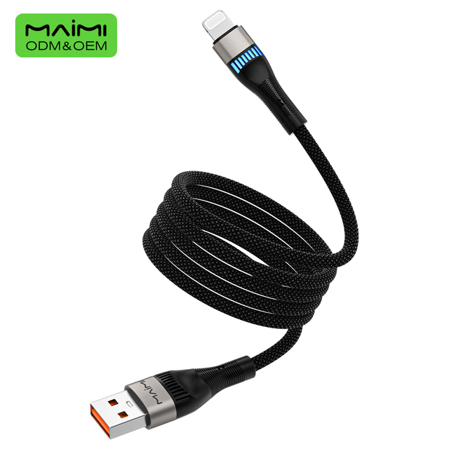 Maimi Durable Nylon Woven PD Data Line with LED Indicator Multi-Protocol Fast Charging Cable for Tablets Cellphone