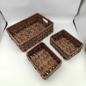 Lot de 3 paniers <span class=keywords><strong>en</strong></span> <span class=keywords><strong>osier</strong></span> pour le rangement, 1 grande boîte de rangement <span class=keywords><strong>en</strong></span> <span class=keywords><strong>osier</strong></span> et 2 petits paniers <span class=keywords><strong>en</strong></span> <span class=keywords><strong>osier</strong></span> étanches, rangement pour comptoir de salle de bain - Product Image 1