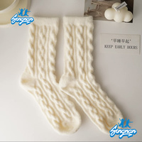 2025 Individuell bestickte Tier-Logo-Design Winter Indoor Warm Coral Fleece Cozy Fuzzy Plüsch Home Schlaf Slipper Socken