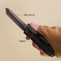 Couteau pliant multifonction 12 en 1 en acier inoxydable, ouvre-boîte, tournevis, outil de survie d'urgence, combinaison, poignée en nylon