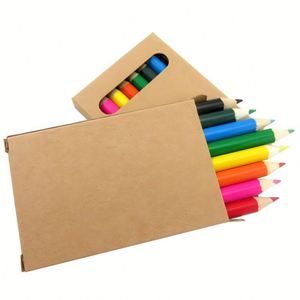 Lot de 8 crayons de couleur mini demi-taille personnalisés en gros avec boîte en papier kraft recyclé pour le dessin des artistes et des enfants - Product Image 4