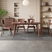 Ensemble table et chaises en bois de noyer noir, design contemporain, durable, écologique, capacité 4 personnes, rectangulaire, mobilier de maison