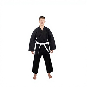 Men's <b>Black</b> Karate Uniforms Full Sleeve Traditional Martial Arts Wear Adult Polyester/Cotton Quick Dry & Breathable Slim Fit - Product Image 2