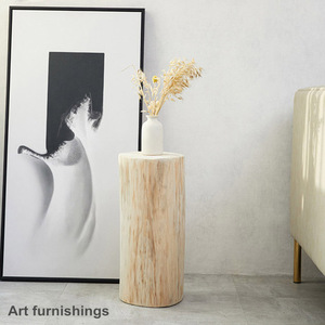 Taburete de madera nórdico con forma de tronco, artesanía en madera de color natural, para florero de suelo, tiendas de ropa y decoración del hogar - Product Image 6