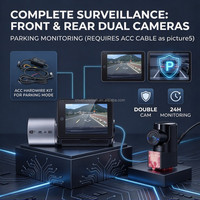 Caméra embarquée 4K double objectif avant et arrière, écran tactile IPS 2,46 pouces, WiFi, GPS, IA, ADAS, BSD, vision nocturne, enregistreur vidéo de voiture