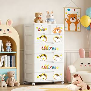 Armoire de <span class=keywords><strong>rangement</strong></span> sur pied de style dessin animé pour la maison, avec tiroirs pour jouets et vêtements - Product Image 4