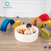 Ensemble de jeu interactif en mousse Asweets : Formes, zone d'escalade, blocs de puzzle, piscine à balles en mousse souple pour enfants
