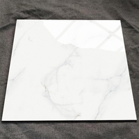Carreaux de sol en porcelaine émaillée effet marbre blanc Carrara poli 60x60 pour revêtement de sol