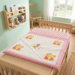 Couverture bébé en laine tissée unie avec motif floral rose et canard de dessin animé, respirante, poids moyen, pour garçons et filles, nourrissons - Product Image 5