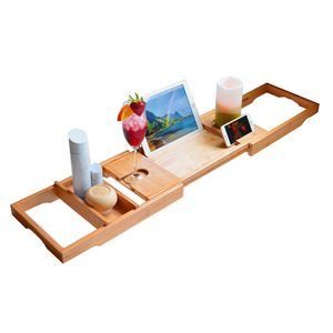 Étagère de bain en bambou, support de rangement multifonctionnel extensible pour salle de bain, support de téléphone, étagère de salle de bain, vente en gros disponible. - Product Image 3